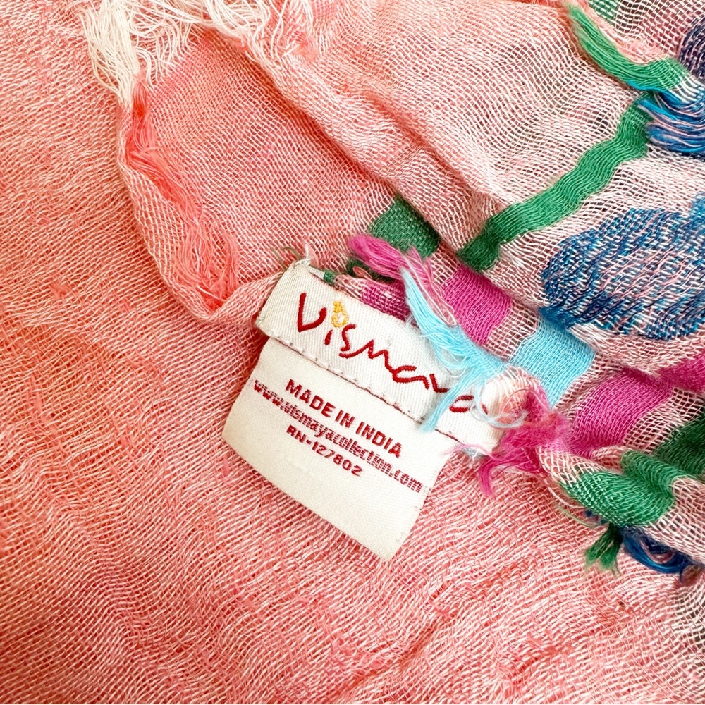Vismaya |Anthropologie Colorful Cotton Linen Blend Woven Scarf Wrap - Picture 3 of 4